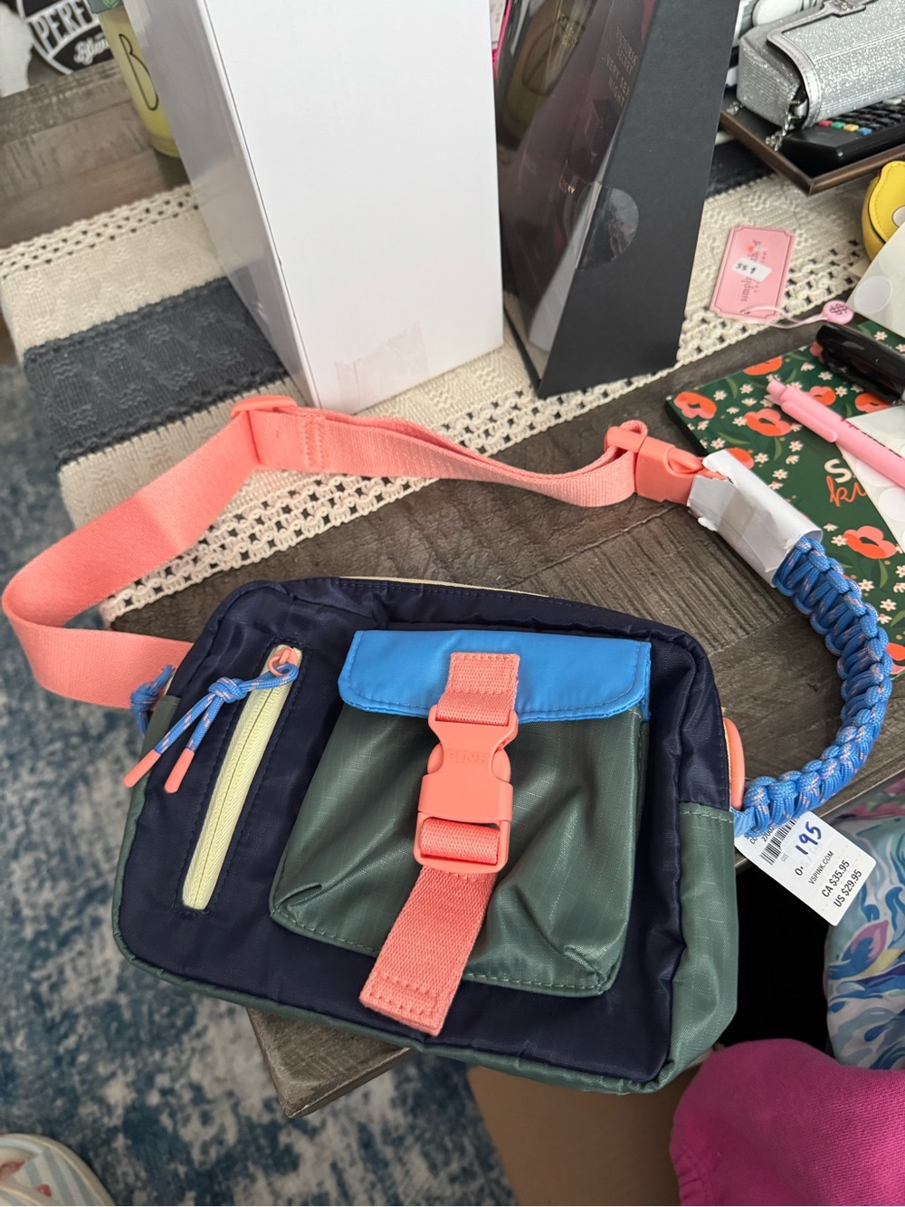 PINK Victoria's Secret Colorblock Crossbody Bag in Navy, Coral, Blue, Olive